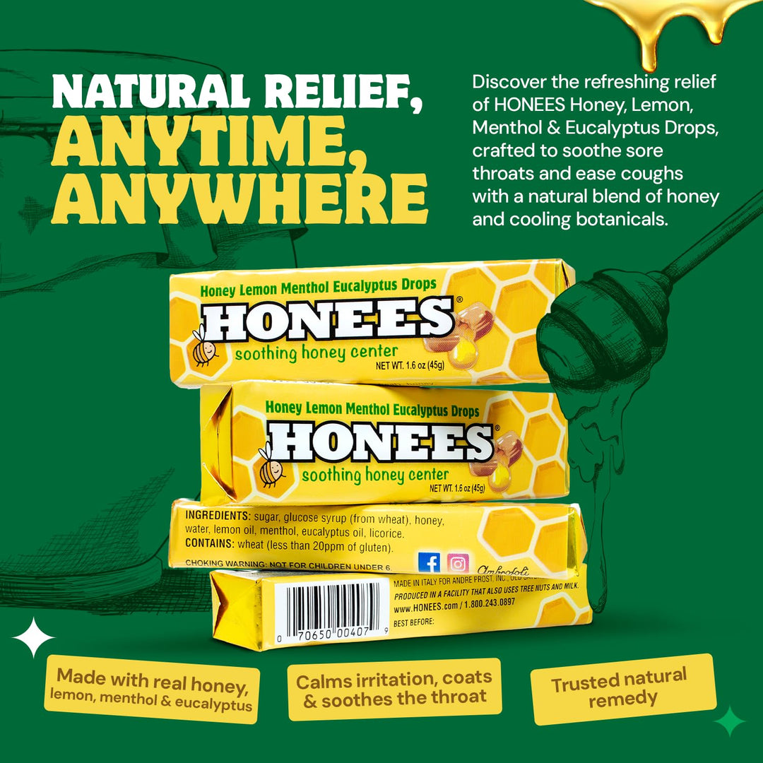 Honees Menthol Lemon Cough Drops, 9 Count
