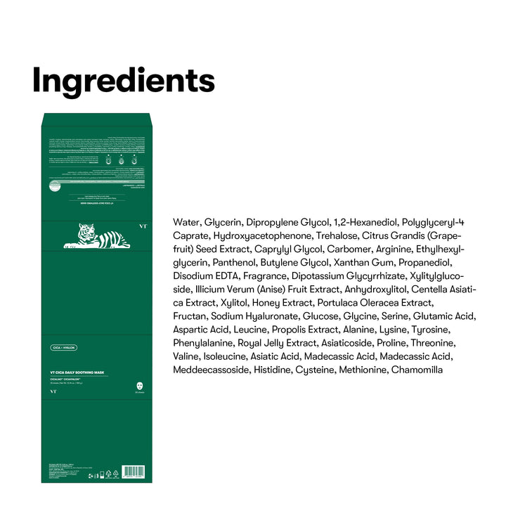 VT COSMETICS Daily Soothing Mask, 30 Count