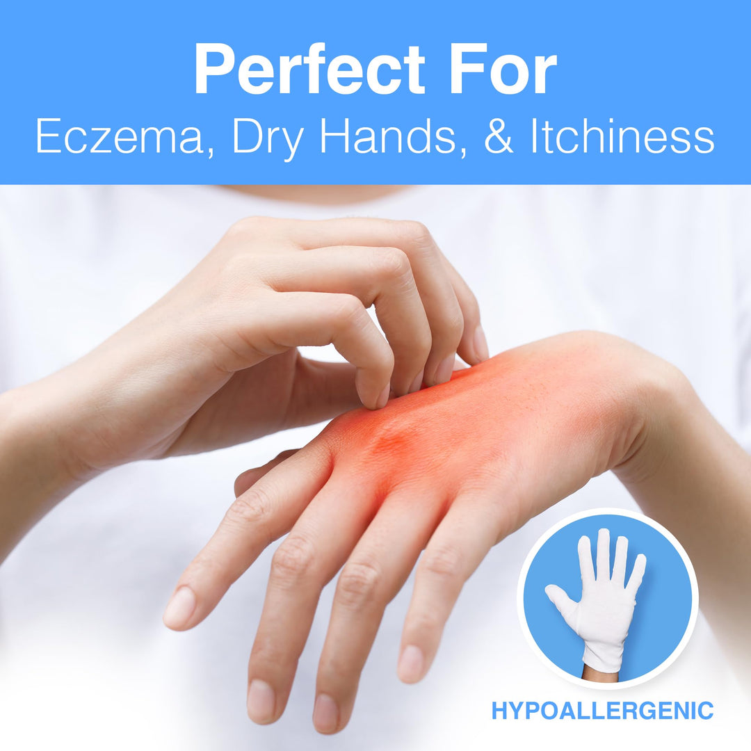 CARA Moisturizing Eczema Cotton Gloves, Large, 24 Count, Pack of 24