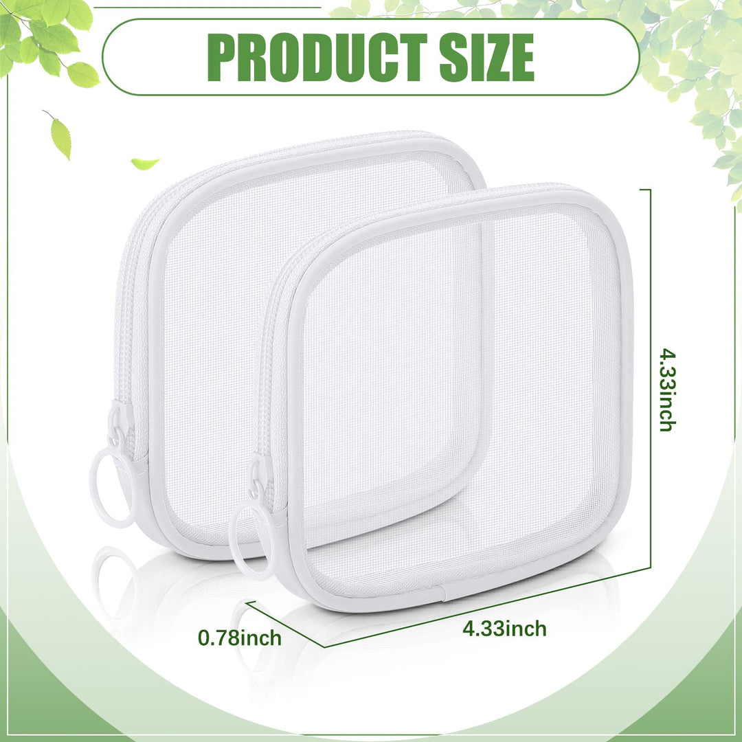 Weewooday Mesh Makeup Bag, White, 4 Count