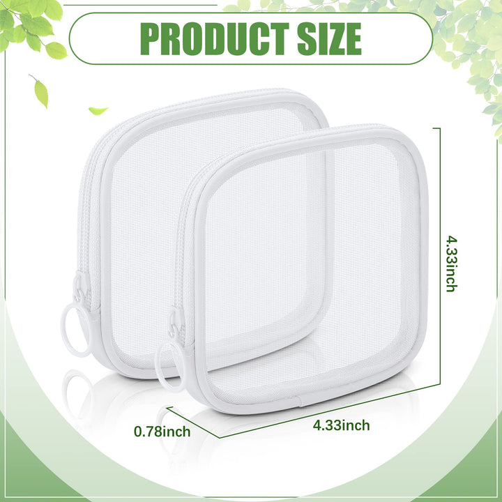 Weewooday Mesh Makeup Bag, White, 4 Count