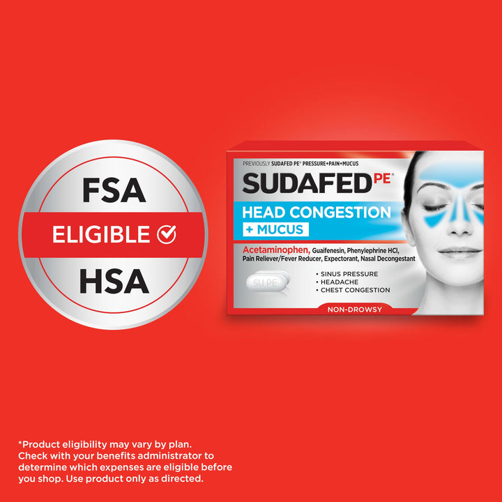 Sudafed Sinus Pressure & Nasal Congestion Mucus Relief, 24 Count