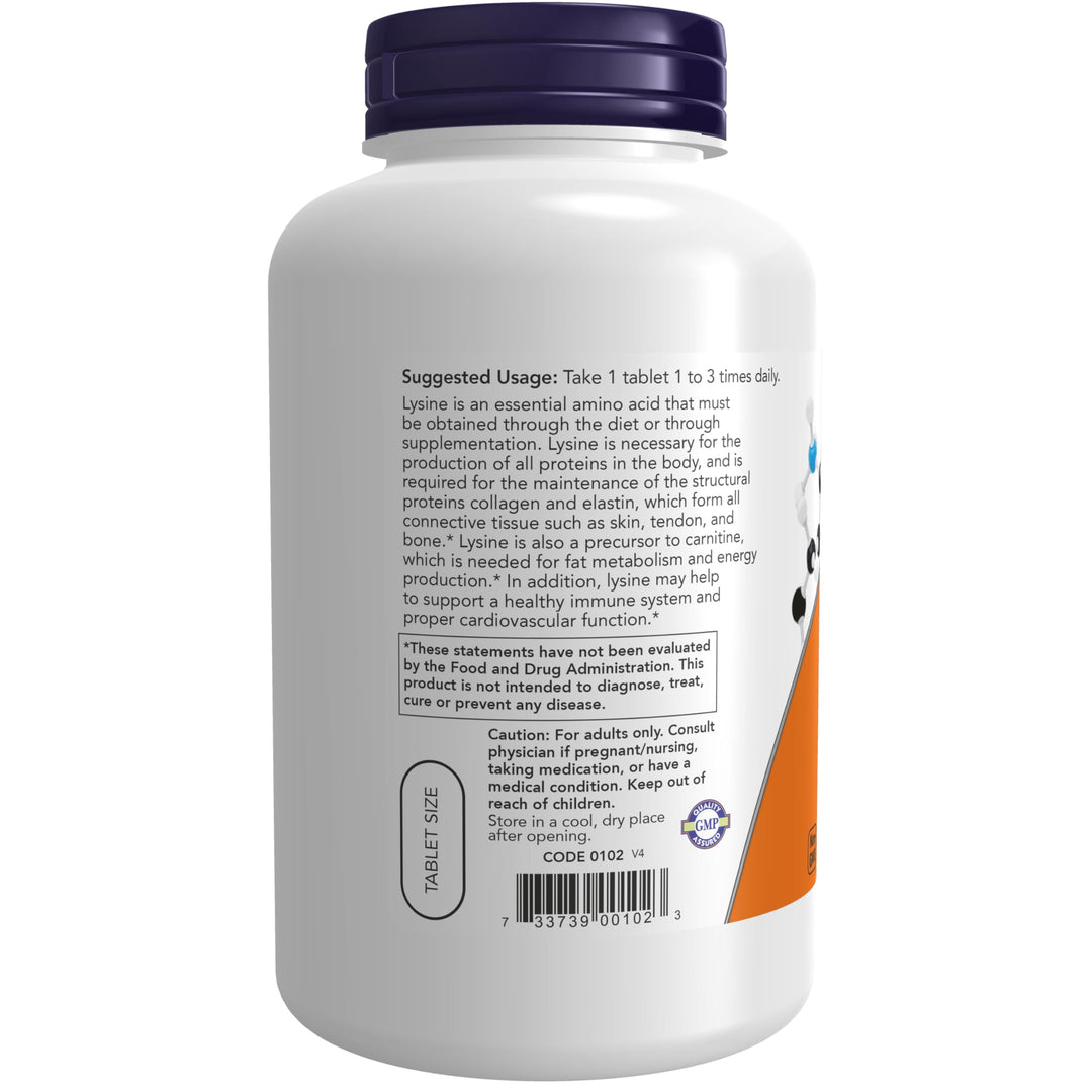 NOW L-Lysine Hydrochloride, 500 mg, 250 Count