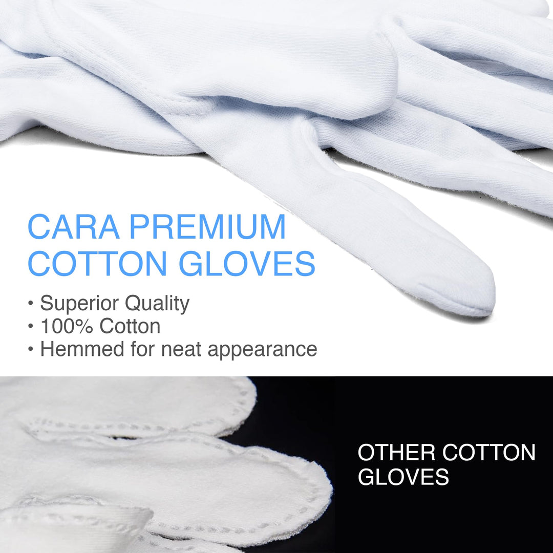 CARA Moisturizing Eczema Cotton Gloves, Large, 24 Count, Pack of 24