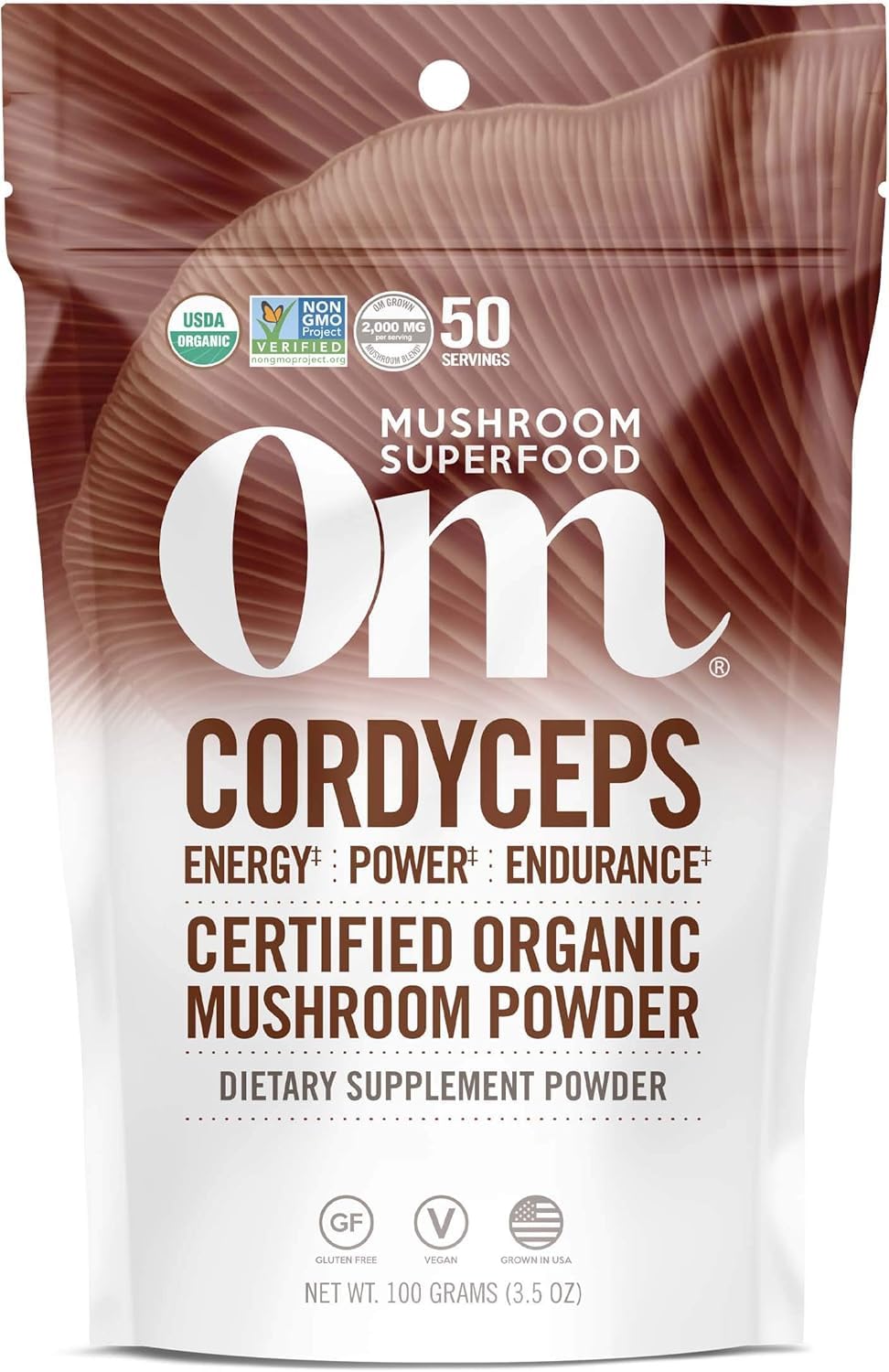 Om Mushroom Superfood Cordyceps Organic Mushroom Powder, 100 g