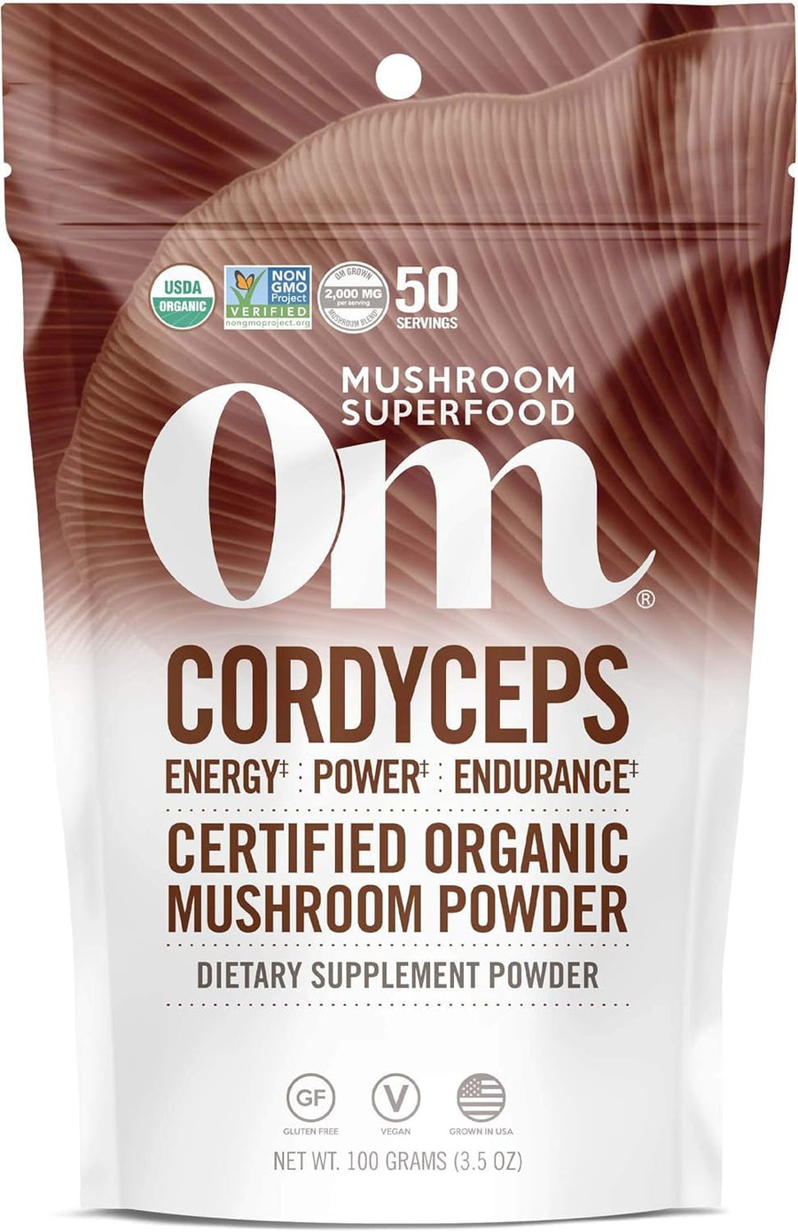 Om Mushroom Superfood Cordyceps Organic Mushroom Powder, 100 g