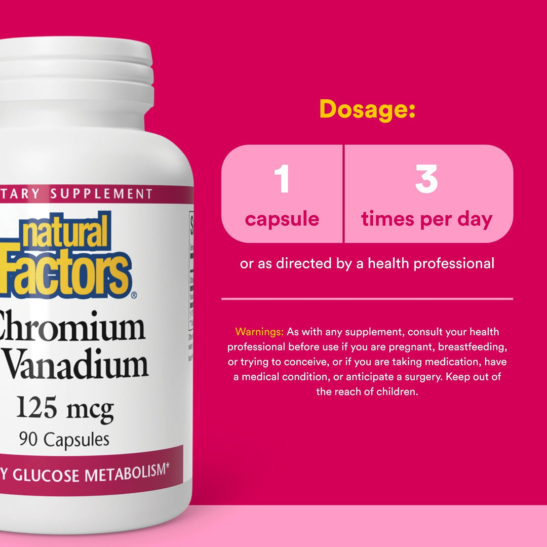 Natural Factors Chromium & Vanadium 125 mcg, 90 Count