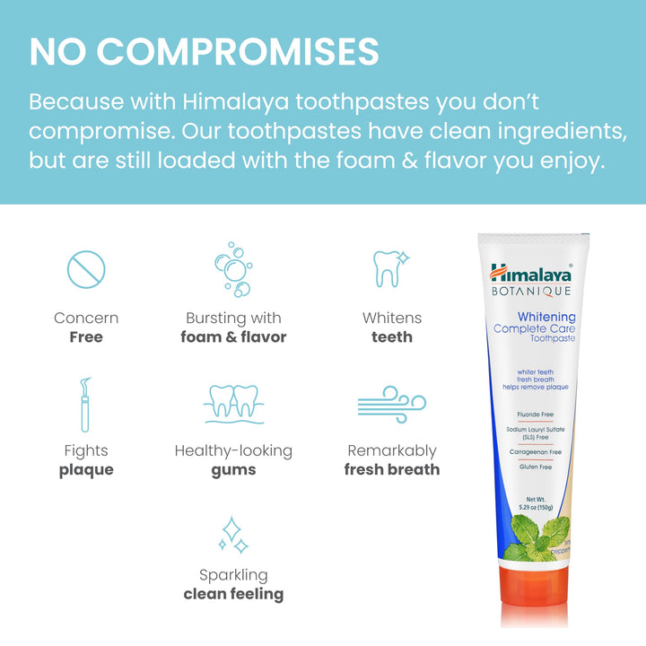 Himalaya Botanique Complete Care Whitening Toothpaste, Simply Peppermint, 5.29 oz
