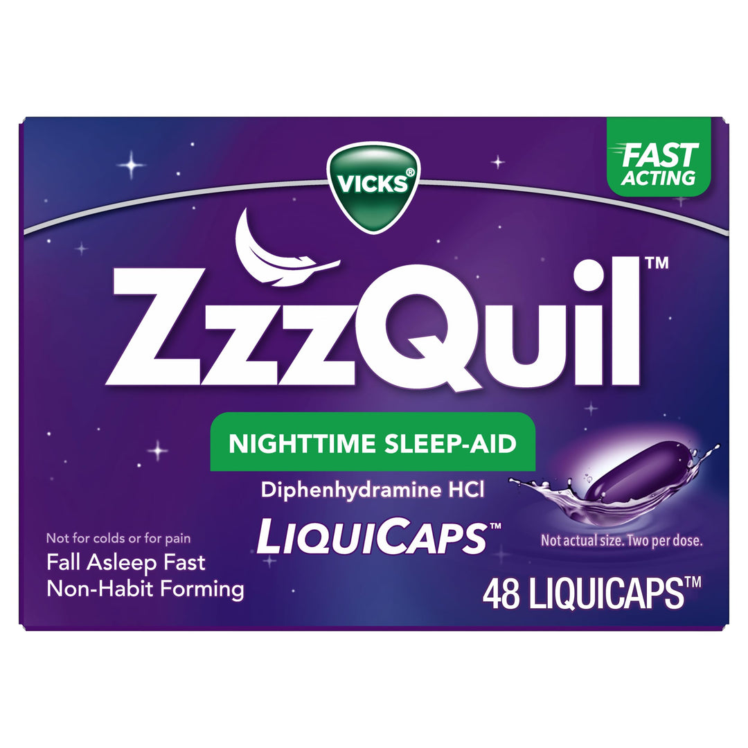 ZzzQuil Nighttime Sleep Aid Liquicaps, 25 mg, 48 Count