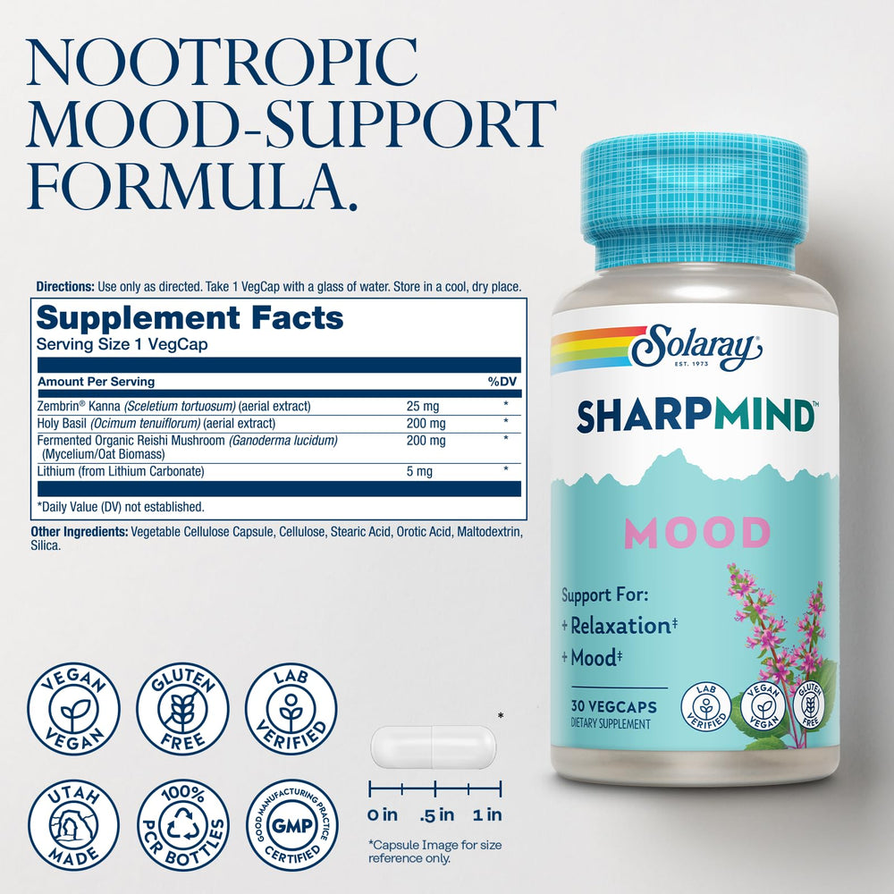 SOLARAY SharpMind Mood Support Supplement, 30 Count
