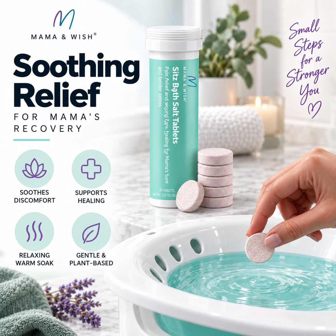 Mama & Wish Sitz Bath Salt Tablets, Postpartum Hemorrhoid Soak