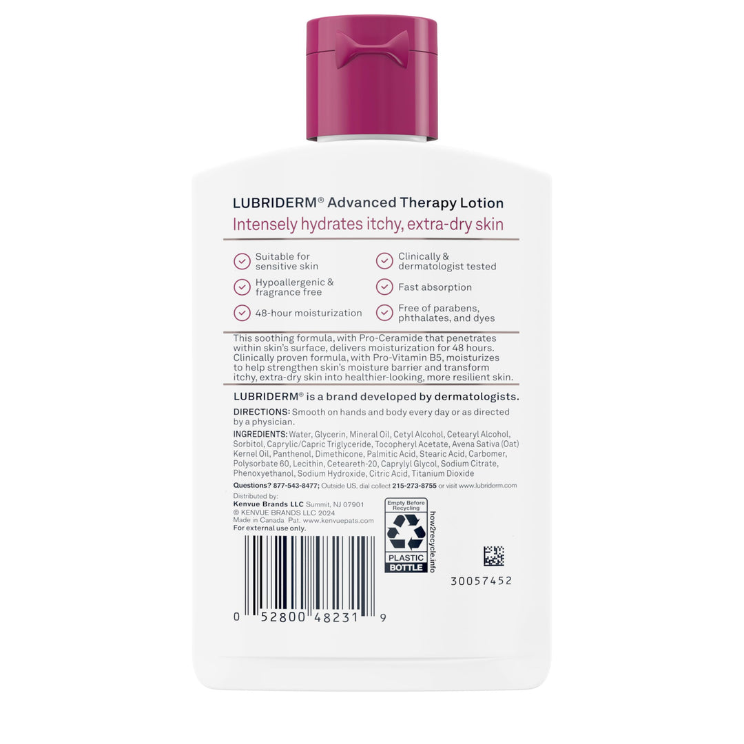 Lubriderm Advanced Therapy Moisturizing Lotion, Fragrance-Free, 6 fl oz
