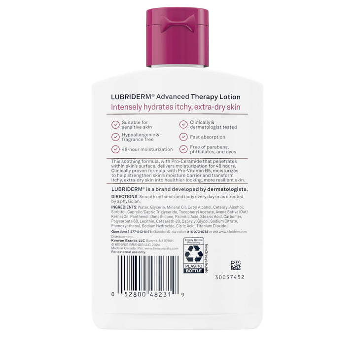 Lubriderm Advanced Therapy Moisturizing Lotion, Fragrance-Free, 6 fl oz