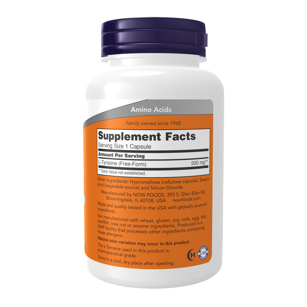 NOW L-Tyrosine, 500 mg, 120 Count