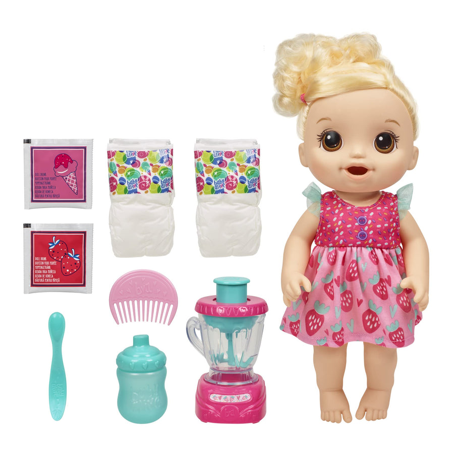 Baby Alive Magical Mixer Doll, Strawberry Shake, Blonde Hair