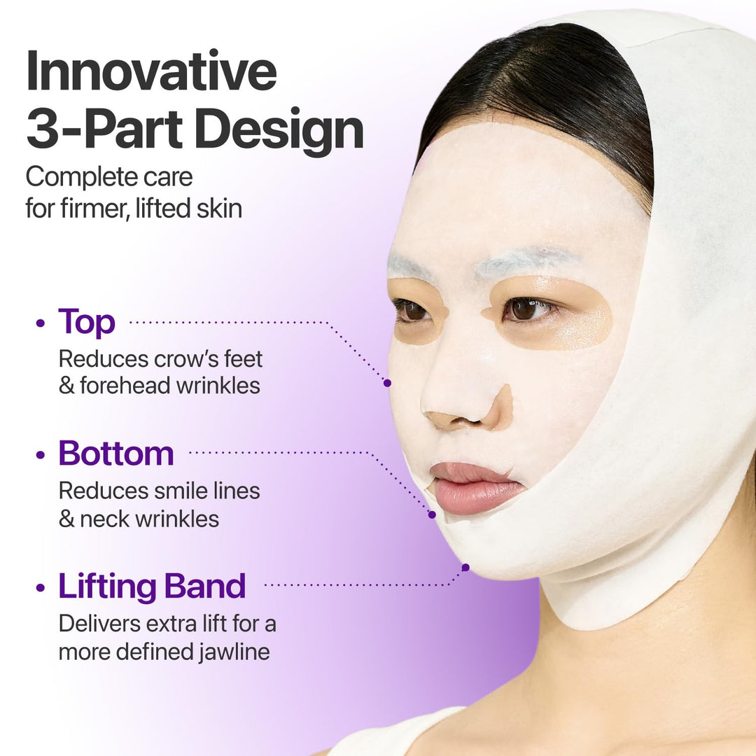 numbuzin No.9 NAD+ Bio Lifting Full Face Mask, 4 Count, with Lifting Band