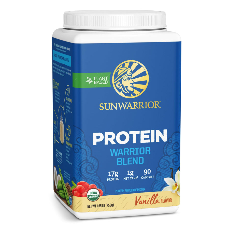 Sunwarrior Warrior Blend Organic Vegan Protein Powder, Vanilla, 30 Servings