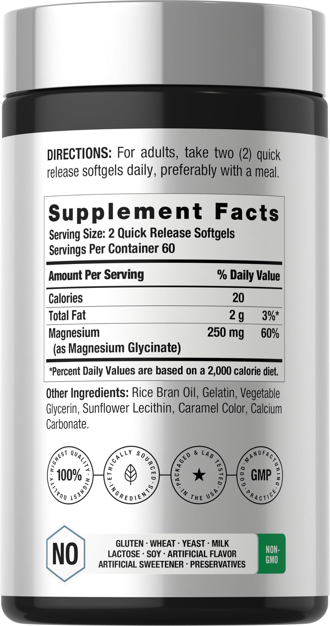 Horbäach Magnesium Ycinate 250 mg, 120 Count