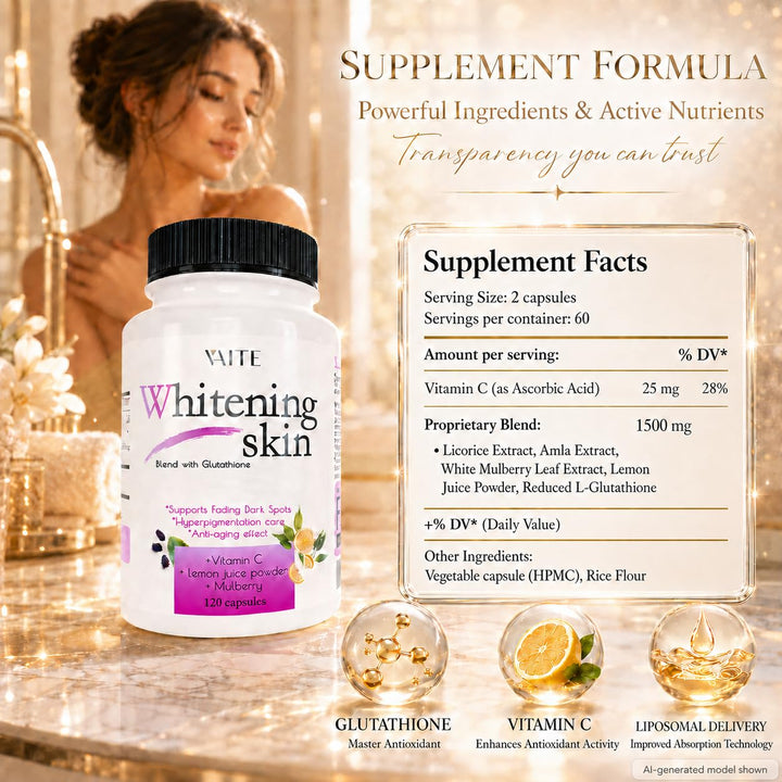 VAITE Glutathione Whitening Pills, 120 Count