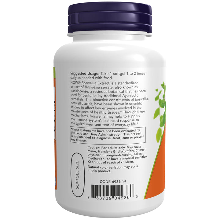 NOW Boswellia Extract 500 mg Softgels, 90 Count