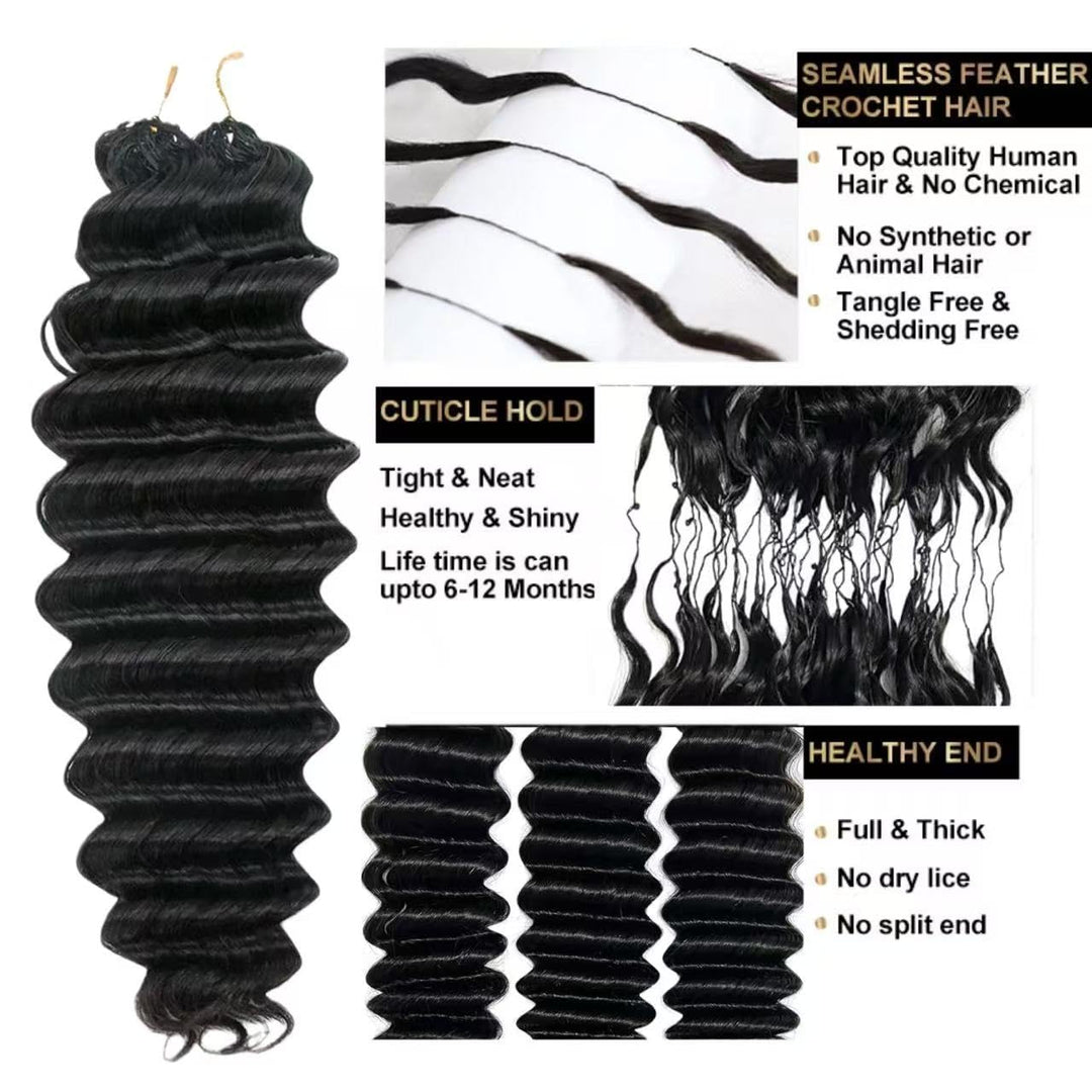 Limited Beauty Deep Wave Crochet Human Hair, 20 Inch, 120 g