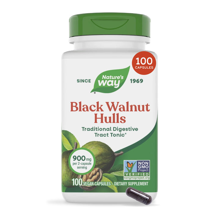 Nature's Way Black Walnut Hulls Capsules, 900 mg, 100 Count