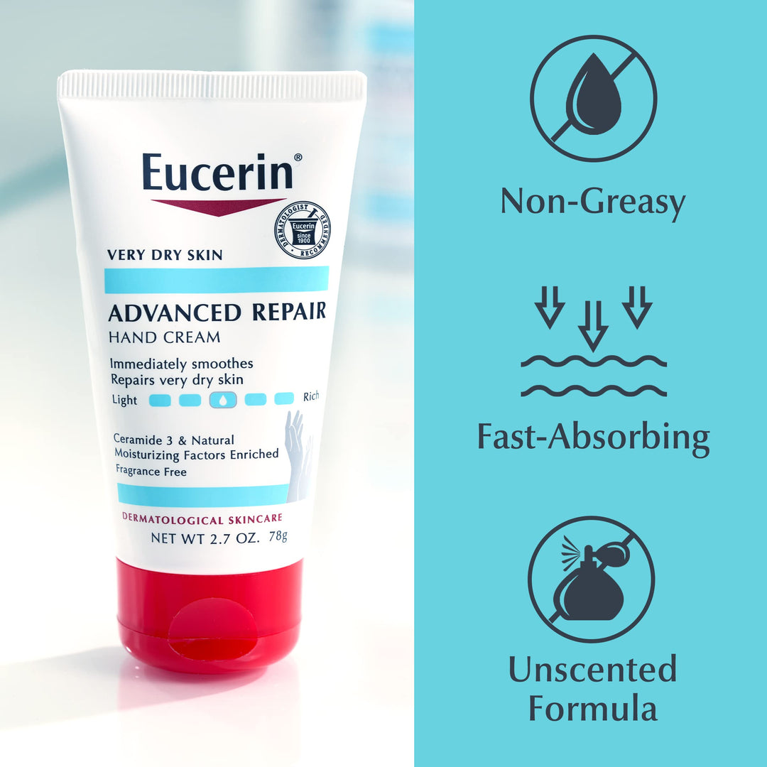 Eucerin Advanced Repair Hand Creme, Unscented, 2.7 oz
