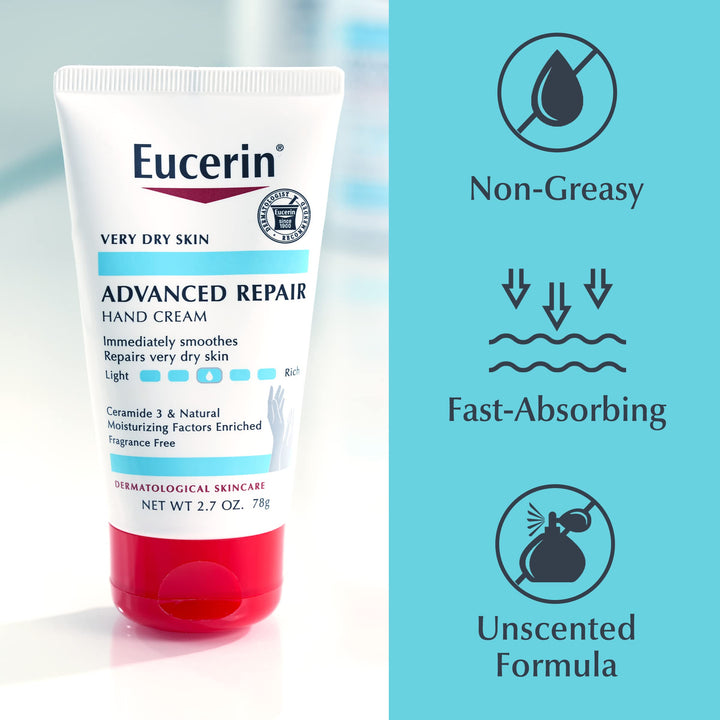 Eucerin Advanced Repair Hand Creme, Unscented, 2.7 oz