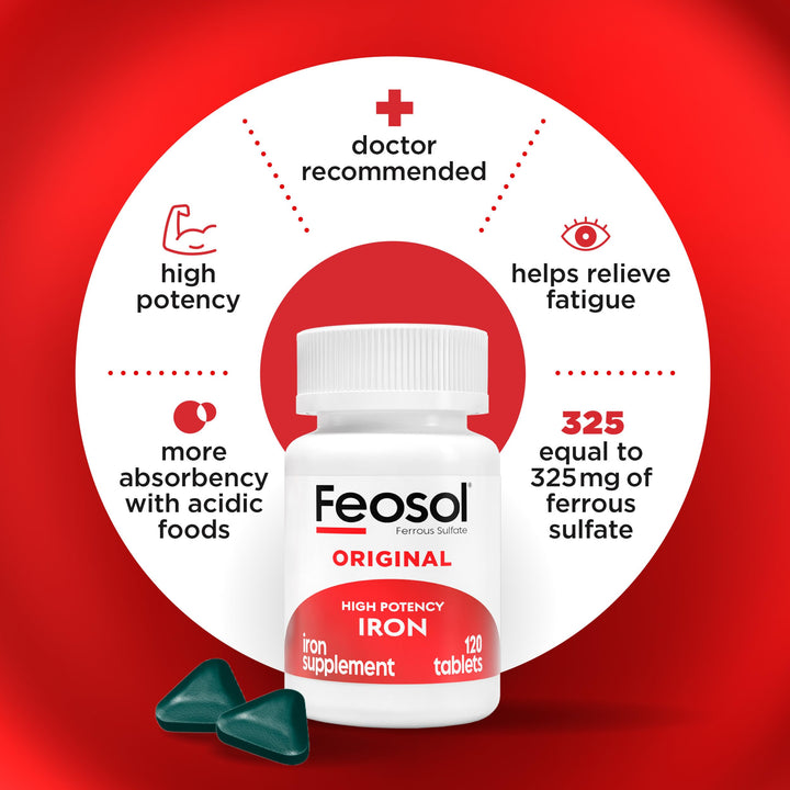 Feosol Original Iron Supplement Tablets, 325 mg, 120 Count