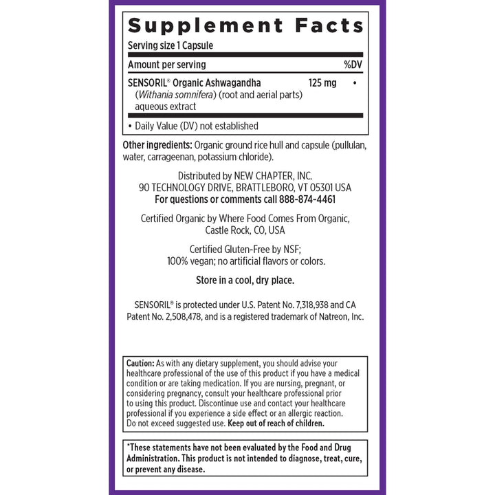 New Chapter Organic Ashwagandha Supplement, 60 Count