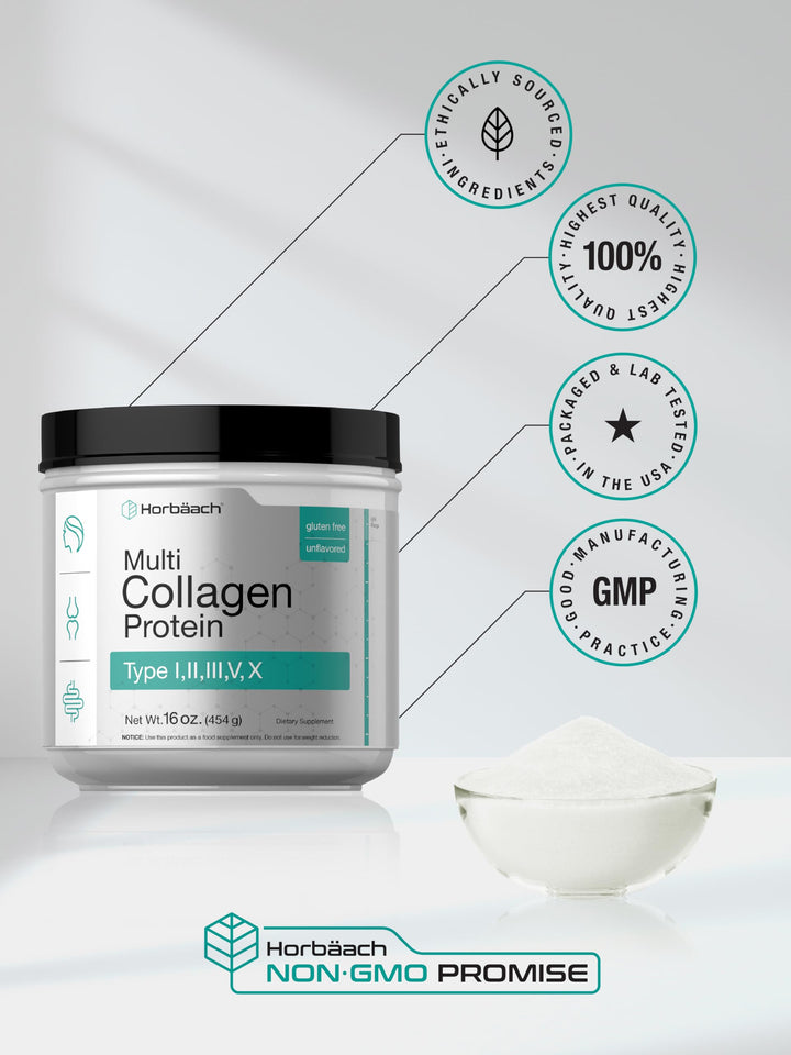 Horbäach Multi Collagen Protein Powder, 16 oz