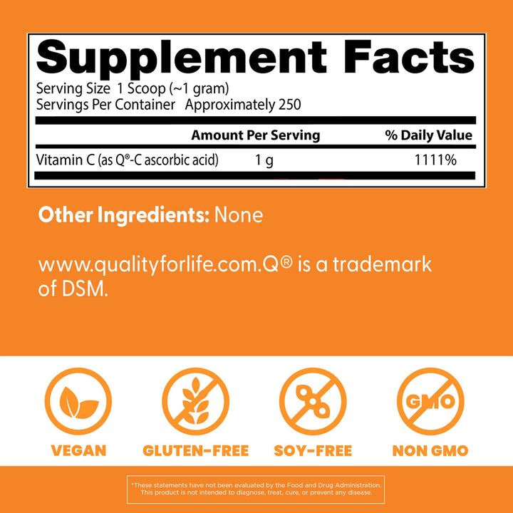 Doctor's BEST Pure Vitamin C Powder As Q-C Ascorbic Acid, 8.8 oz