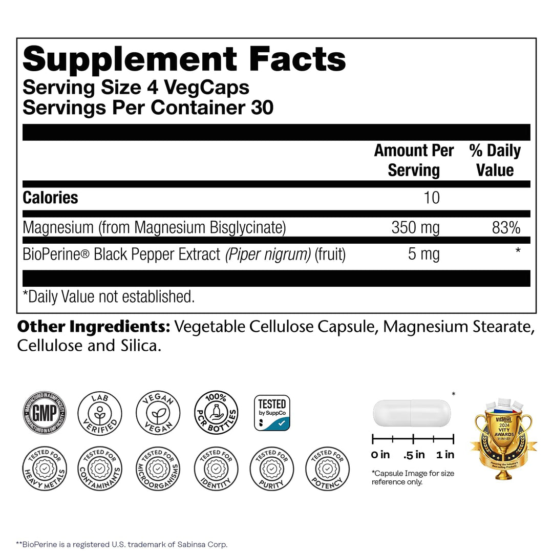 SOLARAY Magnesium Glycinate, 350 mg, 120 Count