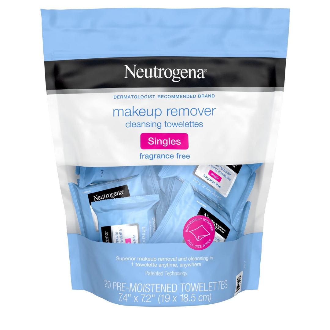 Neutrogena Makeup Remover Cleansing Towelettes, Fragrance Free, 20 Count