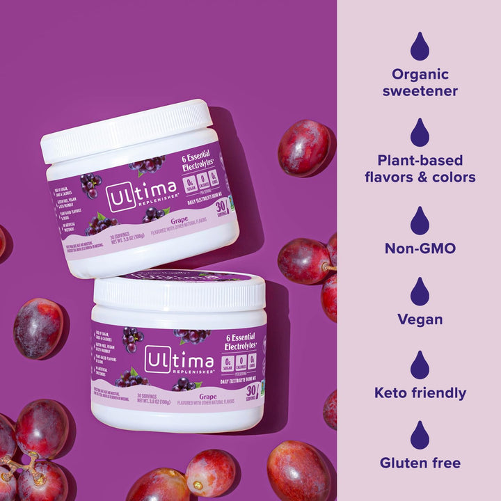 Ultima Replenisher Electrolyte Powder, Grape, 30 Count