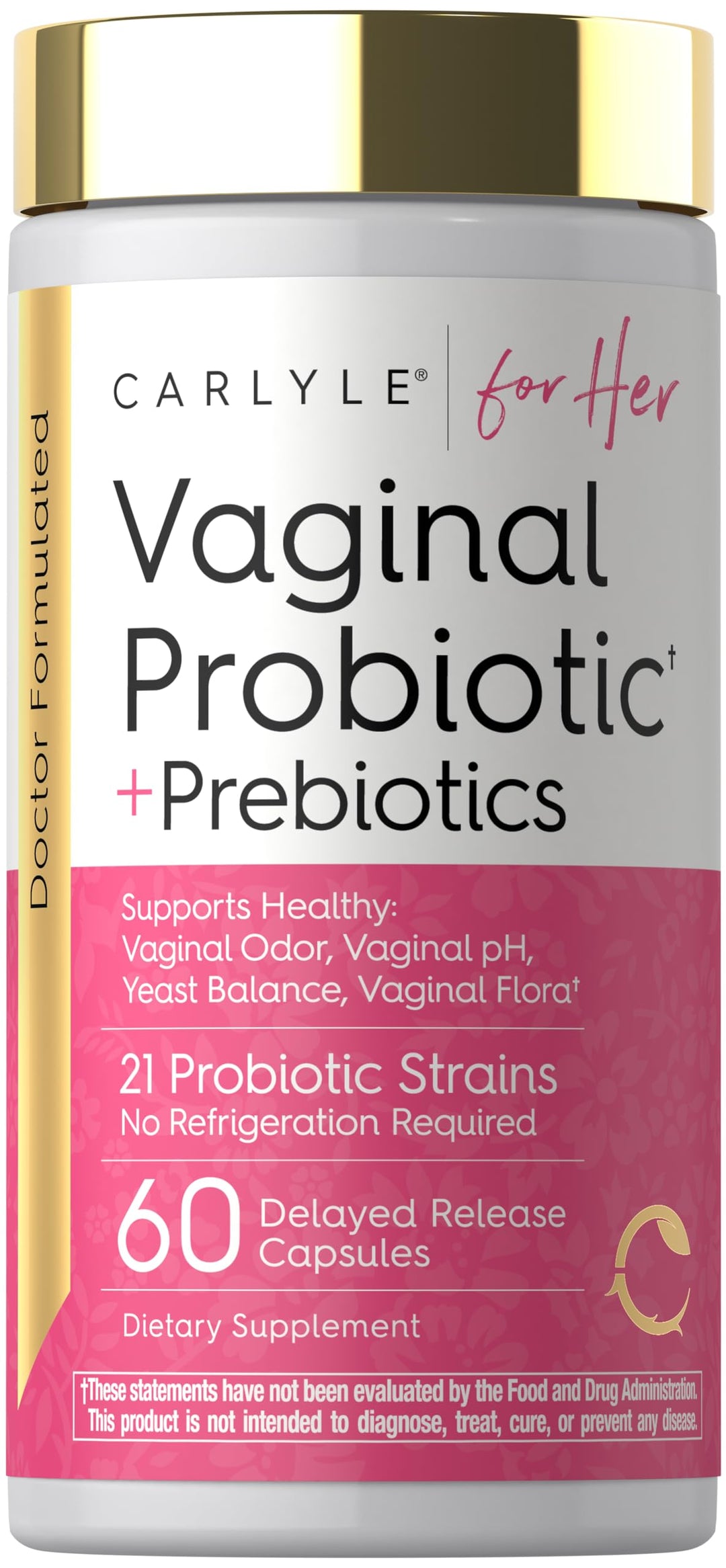 Carlyle Vaginal Probiotics with Prebiotics, 60 Count