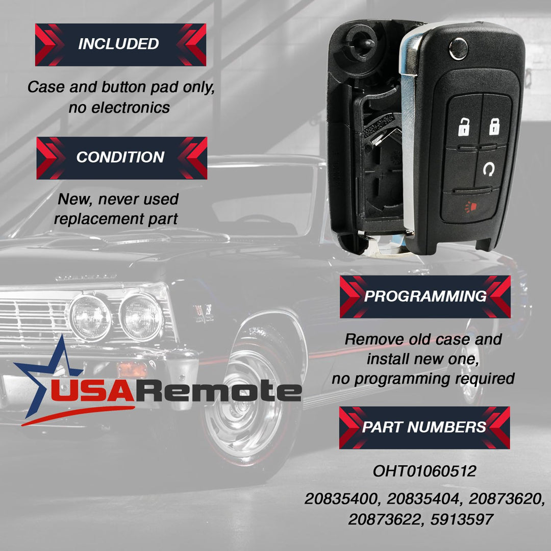 USARemote Key Fob Keyless Entry Remote Flip Shell Case And Pad, 1 Count