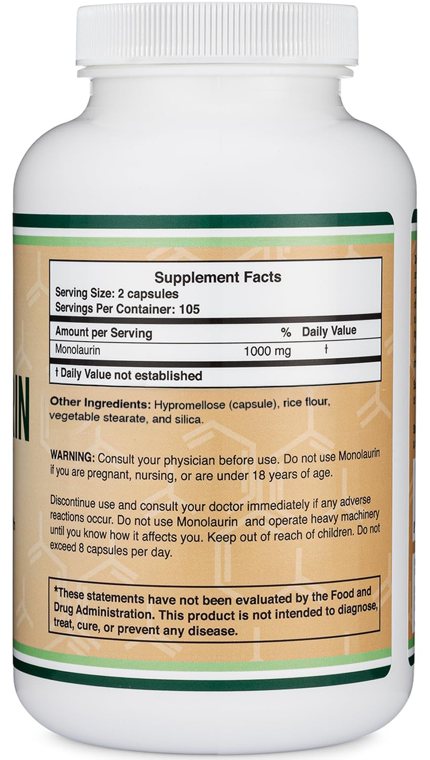 Double Wood Supplements Monolaurin 1000 mg, 210 Count