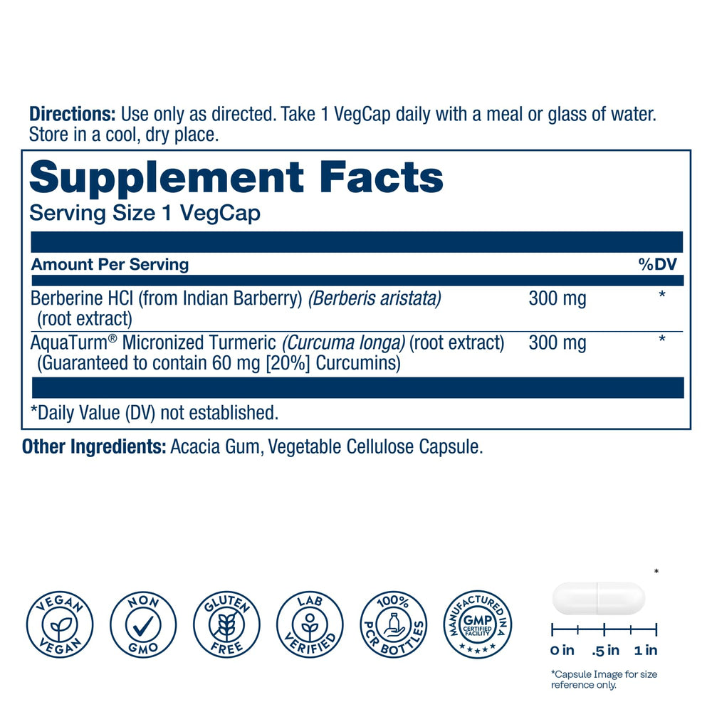 SOLARAY Berberine & Curcumin, 600 mg, 60 Count