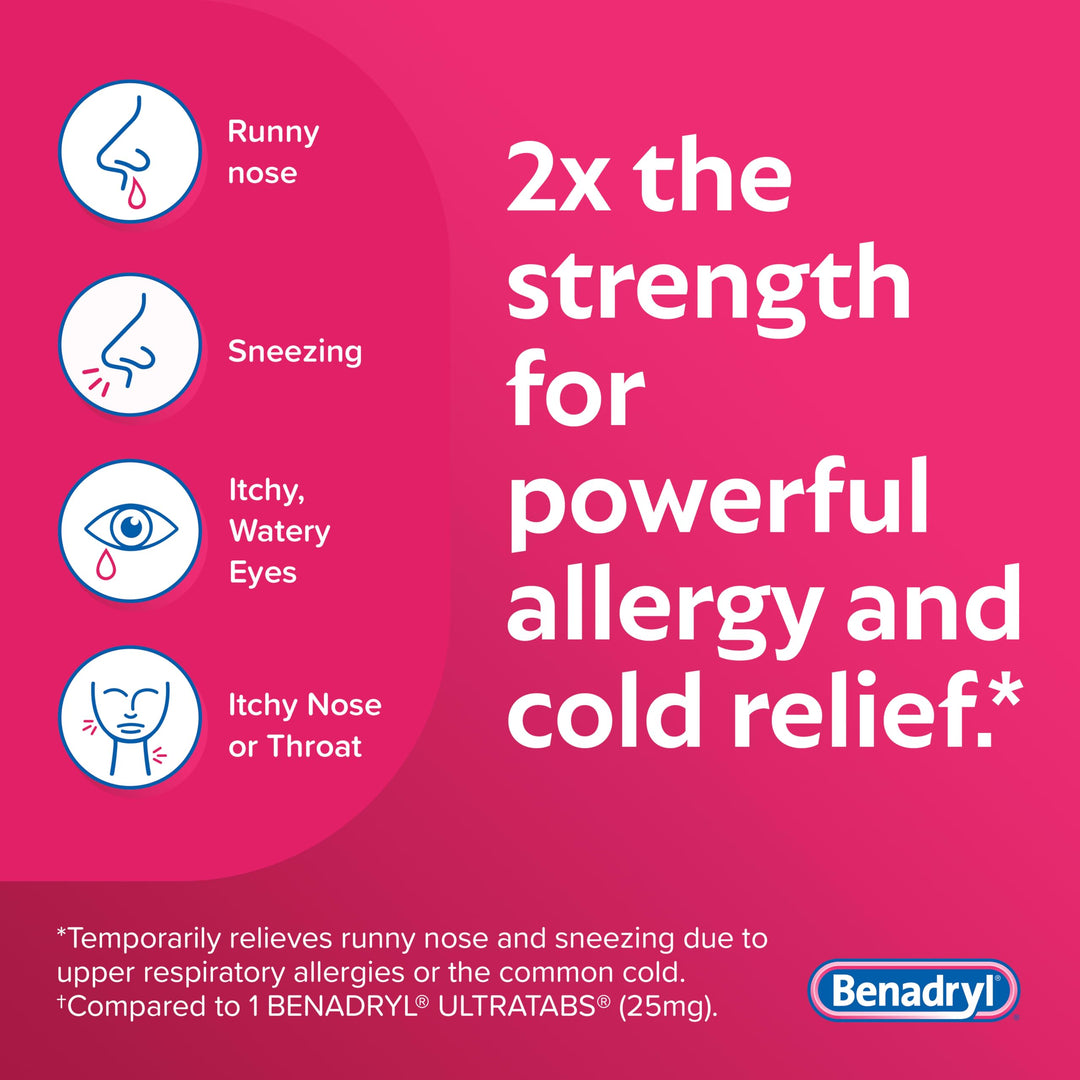 Benadryl Extra Strength Allergy Relief Tablets, 50 mg, 24 Count