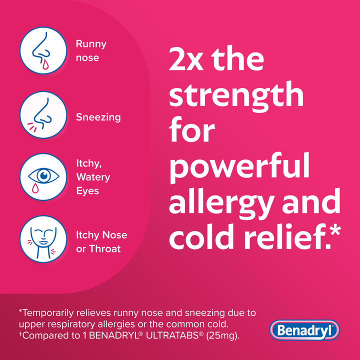 Benadryl Extra Strength Allergy Relief Tablets, 50 mg, 24 Count