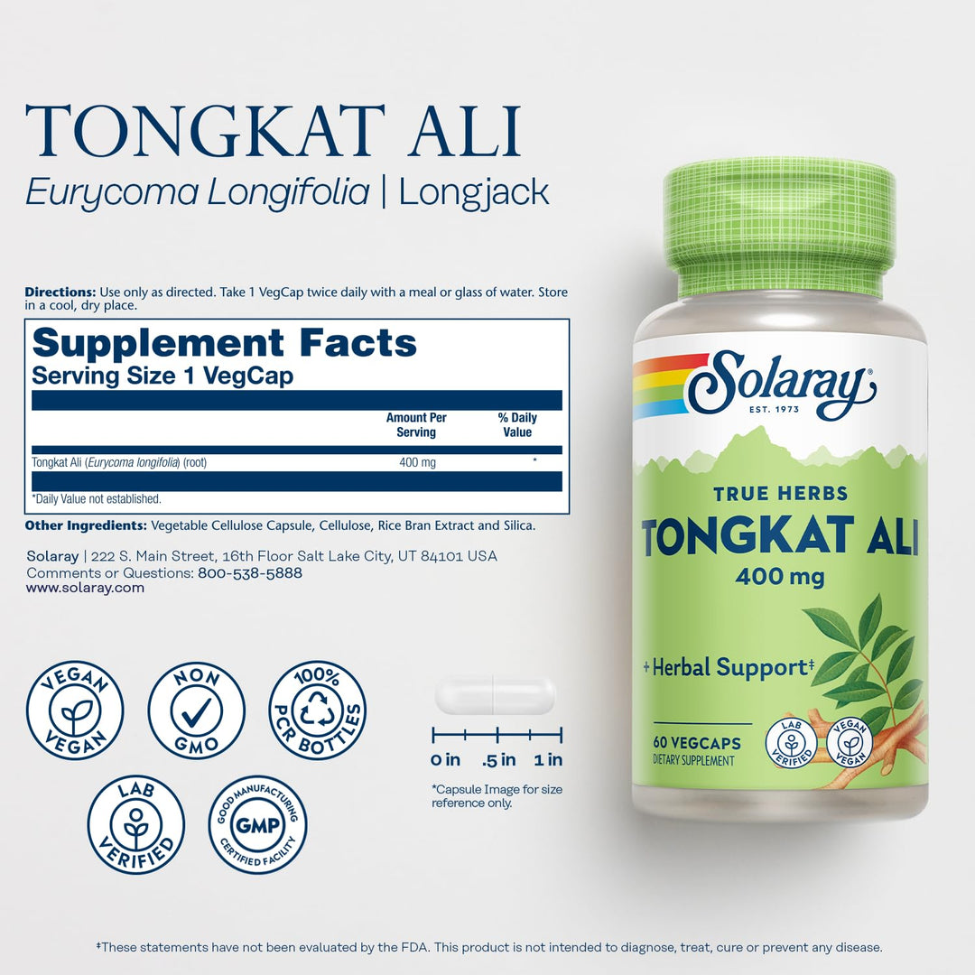 SOLARAY Tongkat Ali, 400 mg, 60 Count