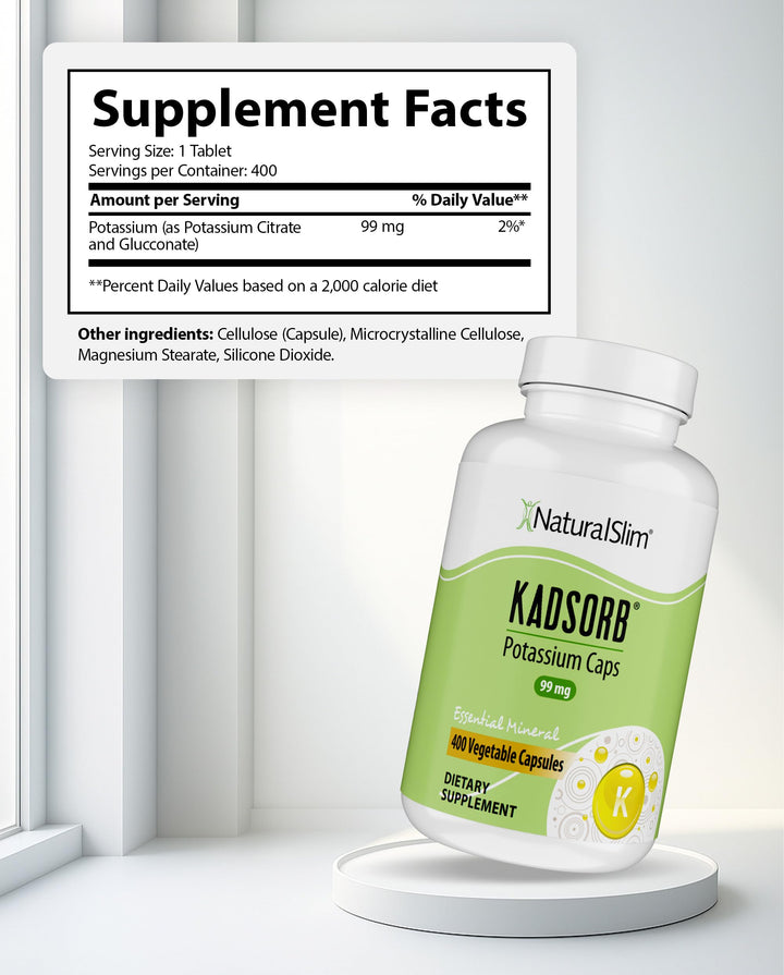NaturalSlim Kadsorb Potassium Citrate Gluconate Supplement, 400 Count