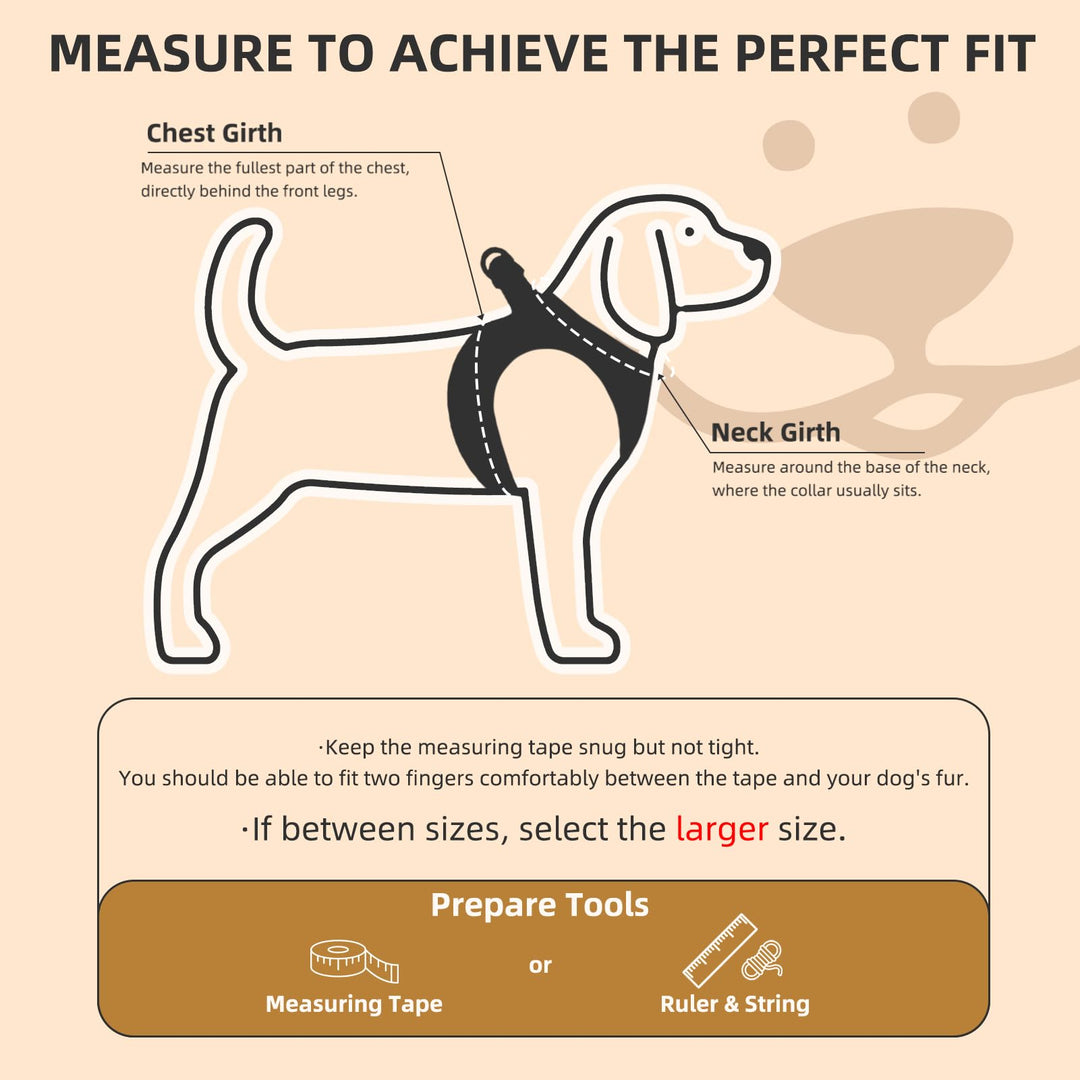 PUPTECK Dog Harness Collar and Leash Set, Khaki, M