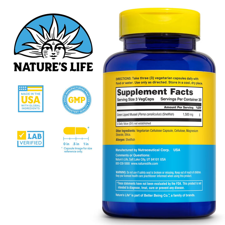 Nature's Life Green Lipped Mussel, 1500 mg, 90 Count