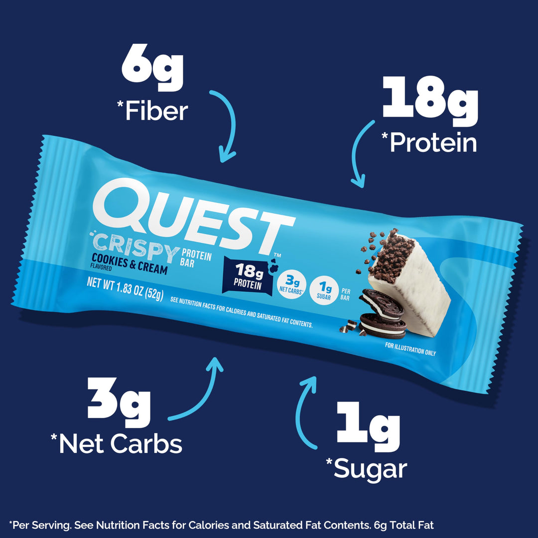 Quest Crispy Cookies & Cream Protein Bar, 12 Count