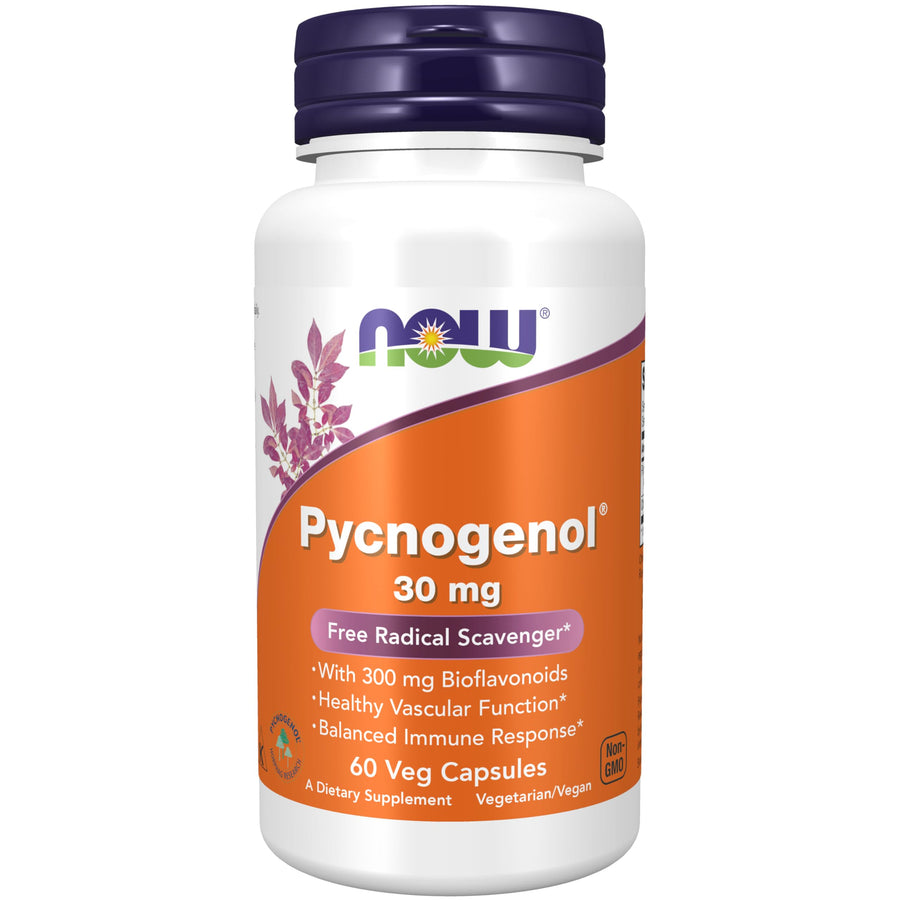 NOW Pycnogenol 30 mg with Bioflavonoids, 60 Count