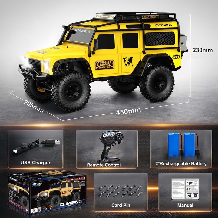 Desdoni RC Crawler 1/10 Scale RTR Remote Control Car, 2 Count