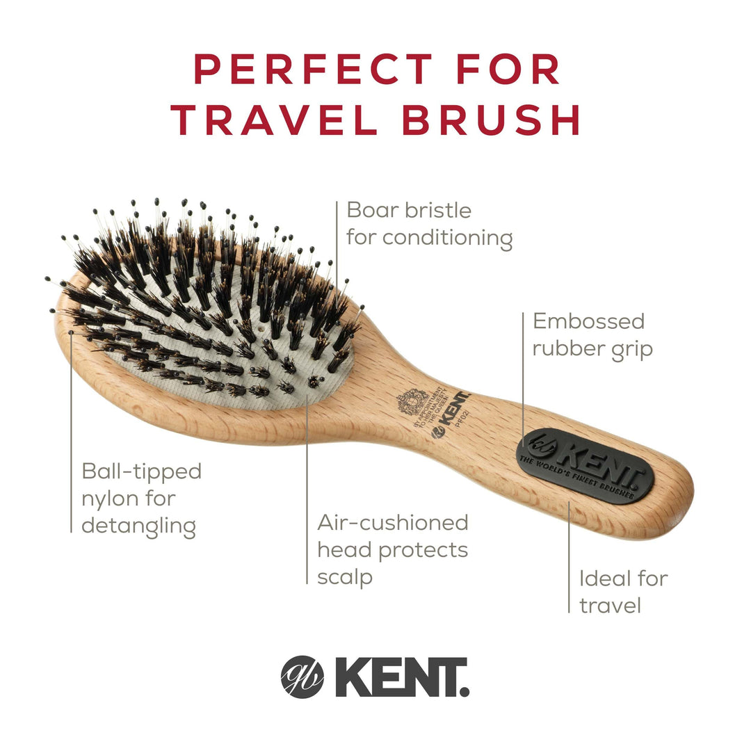 KENT PF02 Small Cushion Detangler Brush, Oval