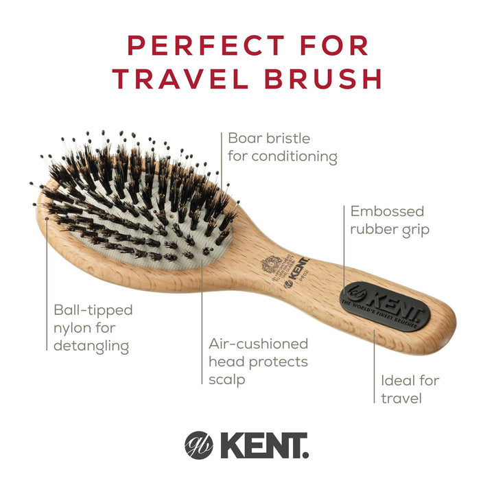 KENT PF02 Small Cushion Detangler Brush, Oval